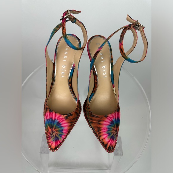GIANNI BINI TYE DYE STUDDED ANKLE WRAP STRAP PUMPS - Picture 4 of 9